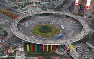 Пешеходный мост среди небоскребов